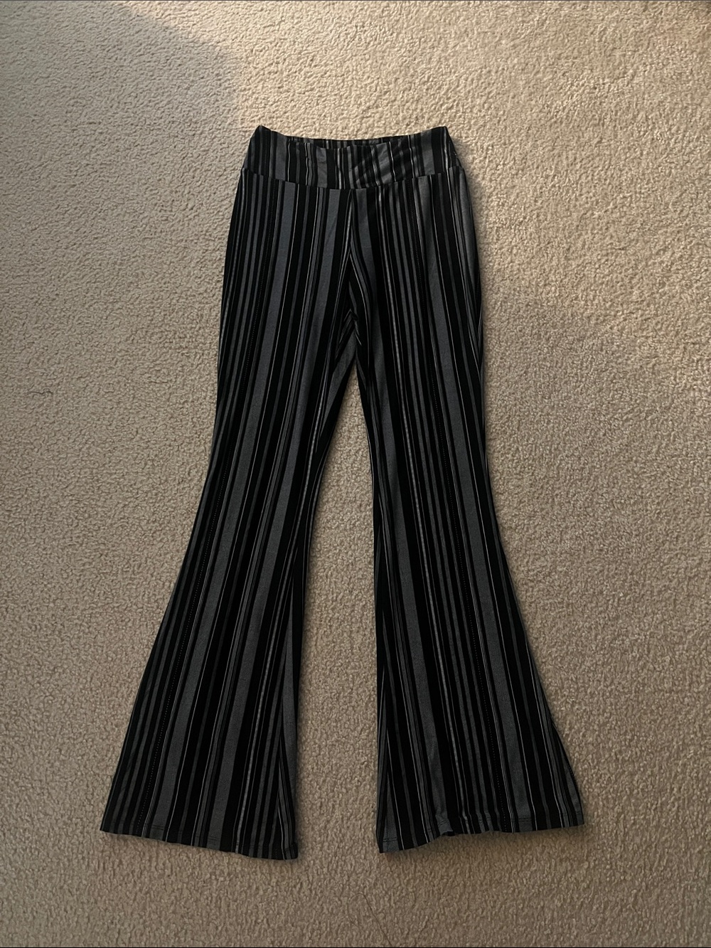 Mudd Black with Gray Vertical Stripe Flare Pants